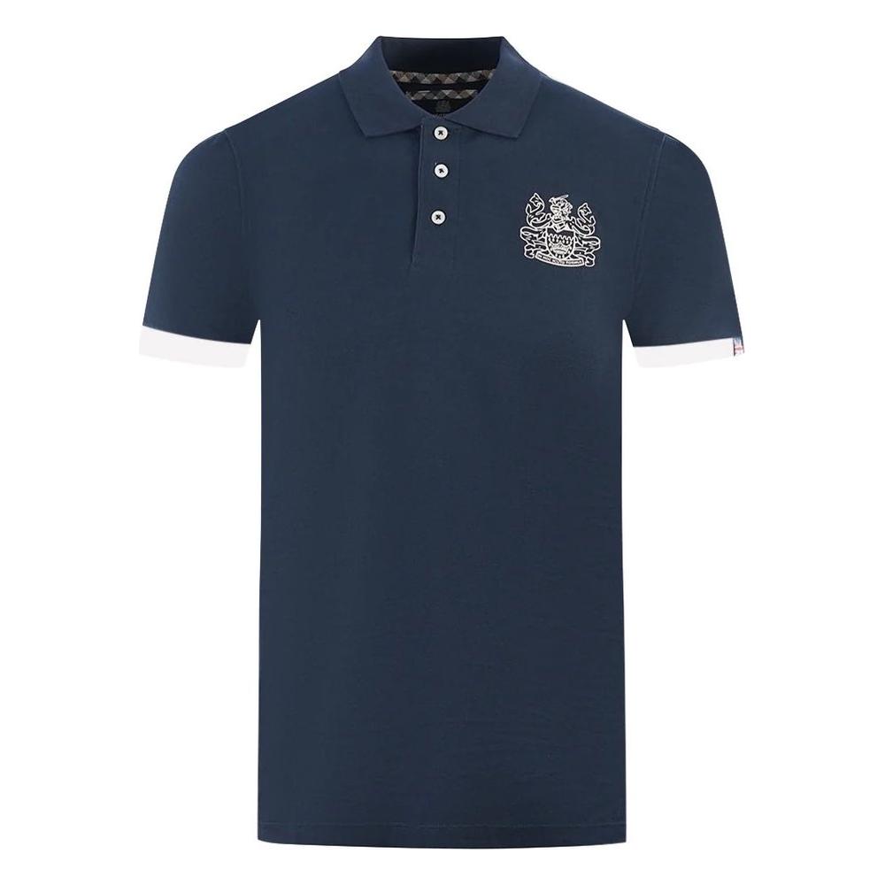 Aquascutum Elegant Cotton Polo with Contrast Logo Emblem Aquascutum