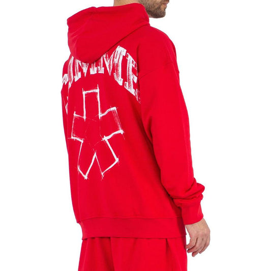 Comme Des Fuckdown Chic Pink Hooded Cotton Sweatshirt with Bold Graphics Comme Des Fuckdown