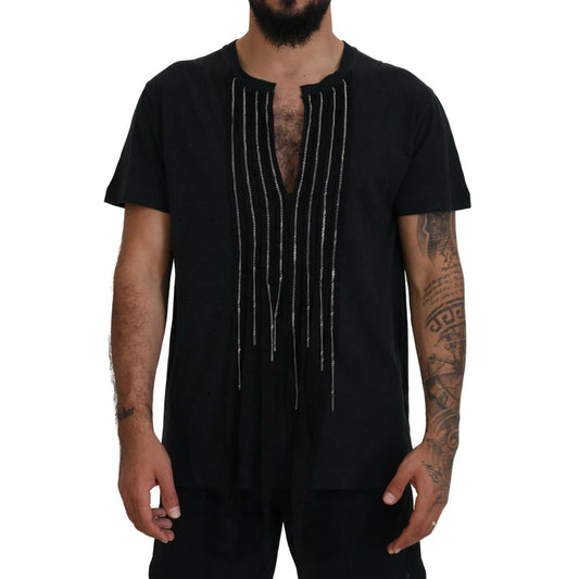 Dsquared² Black Chain Embellished Cotton Short Sleeve T-shirt