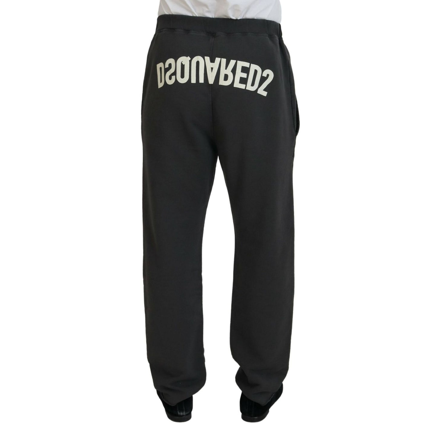 Dsquared² Dark Gray Cotton Men Casual Tattered Pants