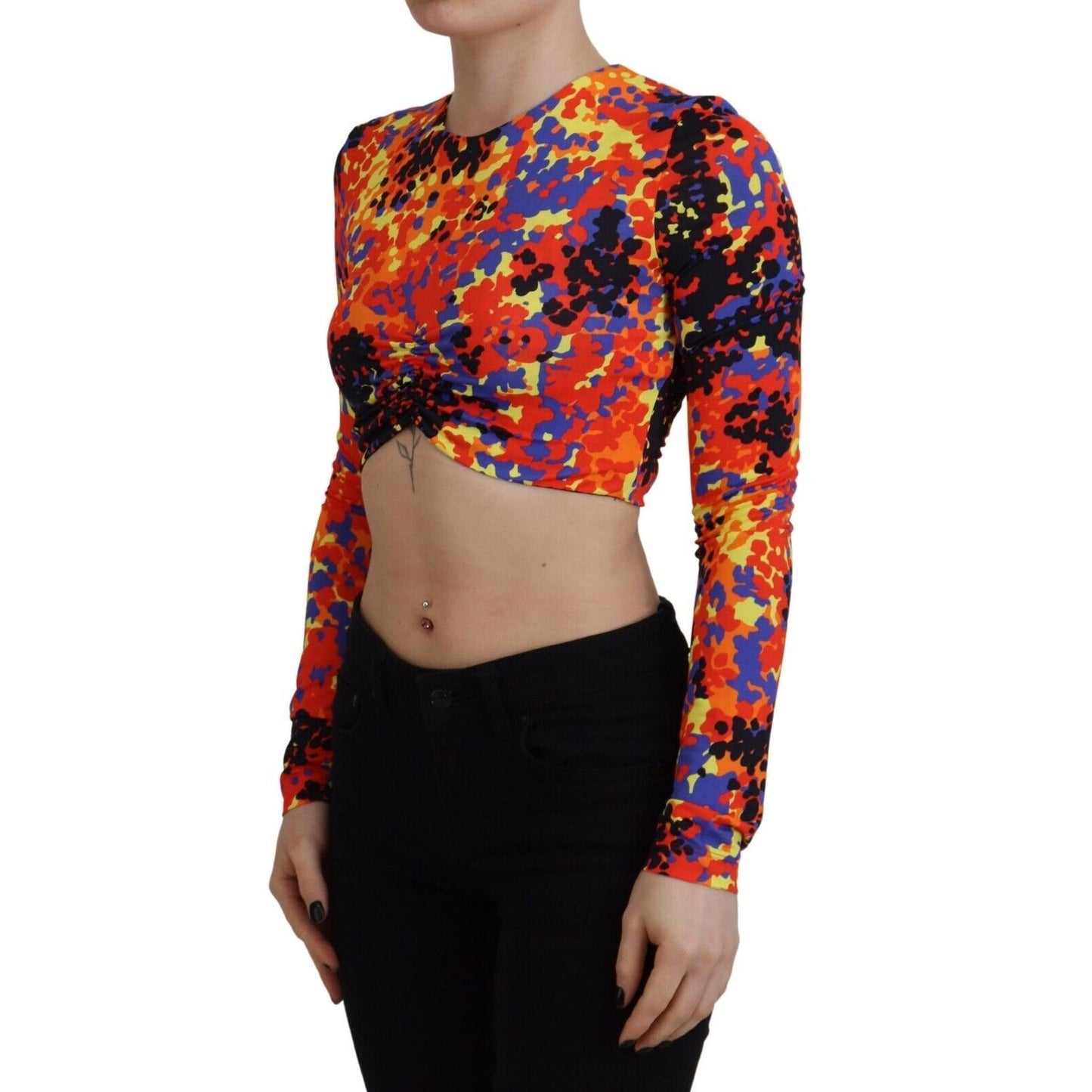 Dsquared² Multicolor Cami Long Sleeves Cropped Blouse Top