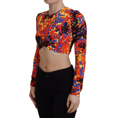 Dsquared² Multicolor Cami Long Sleeves Cropped Blouse Top