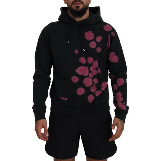 Dsquared² Black Tie Dye Cotton Hooded Sweatshirt Sweater
