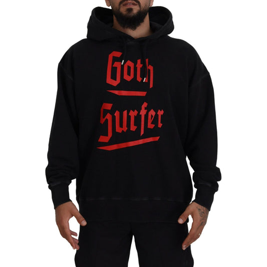 Dsquared² Black Cotton Hooded Printed Men Pullover Sweater 1728,67345645728,Black,Clothing,Dsquared²,Hoodies - Sweaters - Clothing,IT48 | M,Material: 100% Cotton,Men,Preowned / Defect,Sweaters - Clothing,Sweaters - Men - Clothing