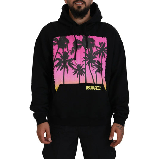 Dsquared² Black Cotton Hooded Printed Men Pullover Sweater 1728,67345645728,Black,Clothing,Dsquared²,Hoodies - Sweaters - Clothing,IT48 | M,Material: 100% Cotton,Men,Preowned / Defect,Sweaters - Clothing,Sweaters - Men - Clothing