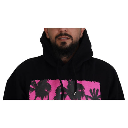 Dsquared² Black Cotton Hooded Printed Men Pullover Sweater
