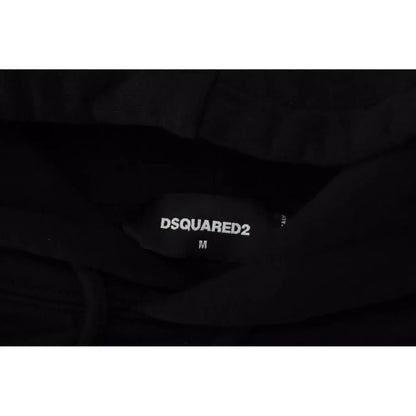 Dsquared² Black Cotton Hooded Printed Men Pullover Sweater