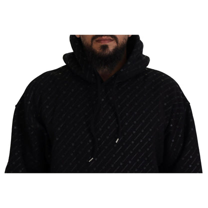 Dsquared² Black Cotton Hooded Printed Men Pullover Sweater