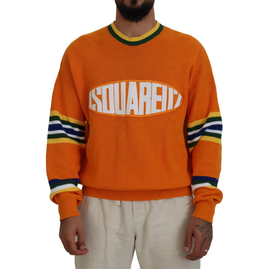 Dsquared² Orange Printed Long Sleeves Men Pullover Sweater Dsquared²