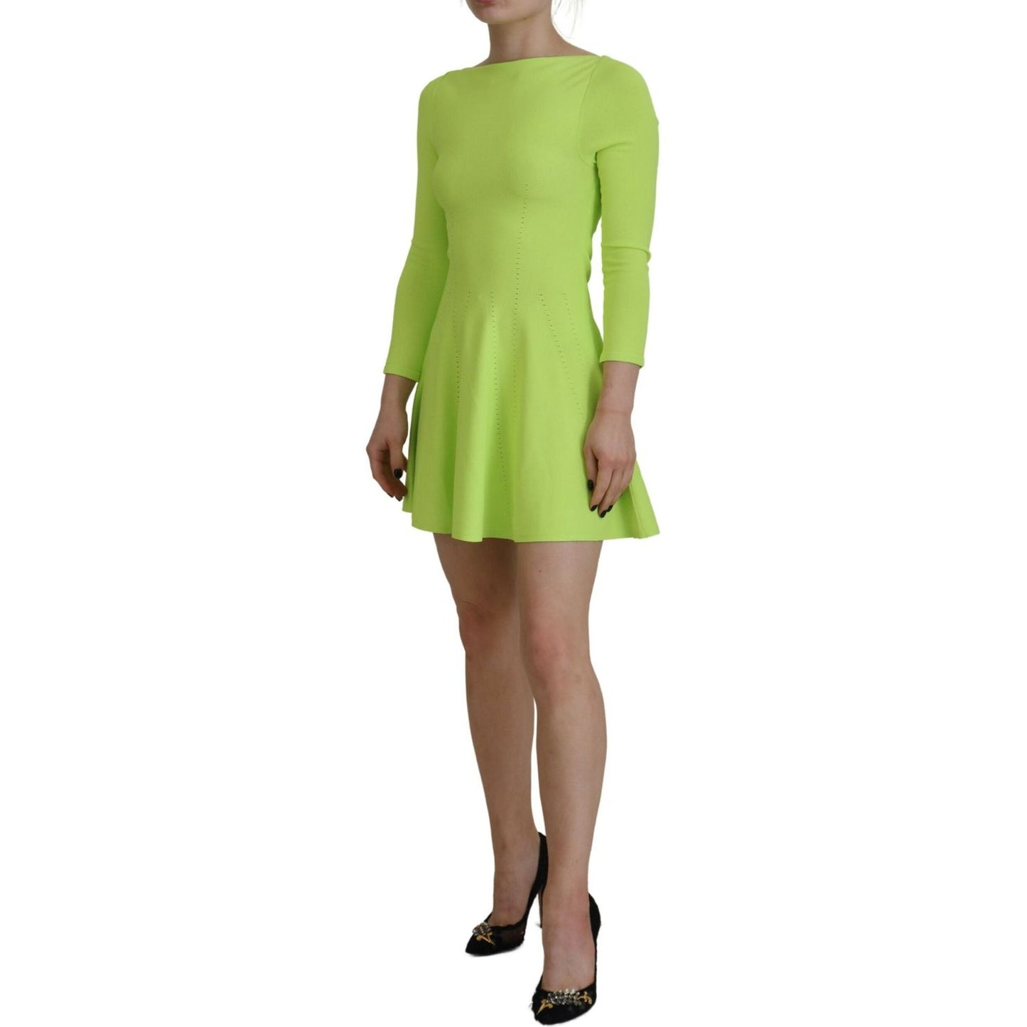 Dsquared² Green Viscose Long Sleeve A-line Sheath Mini Dress Dsquared²