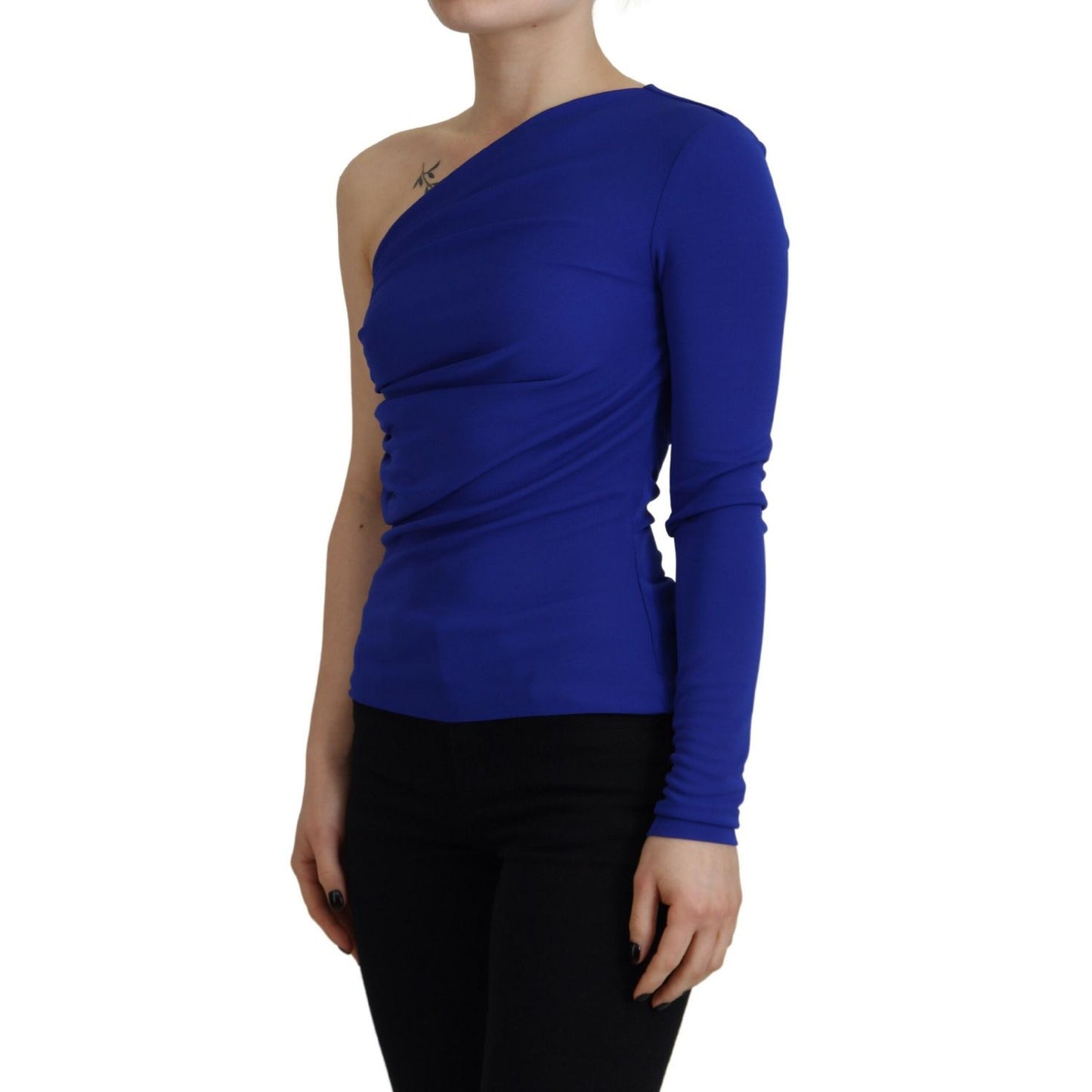 Dsquared² Blue Viscose One Shoulder Slim Fit Blouse Top