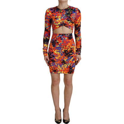 Dsquared² Multicolor Batik Open Belly Long Sleeves Dress 1728,67345645728,Clothing,Dresses - Clothing,Dresses - Women - Clothing,Dsquared²,IT38 | XS,Longsleeve - Dresses - Clothing,Material: 92% Viscose 8% Elastane,Multicolor,Preowned / Defect,Short - Dre