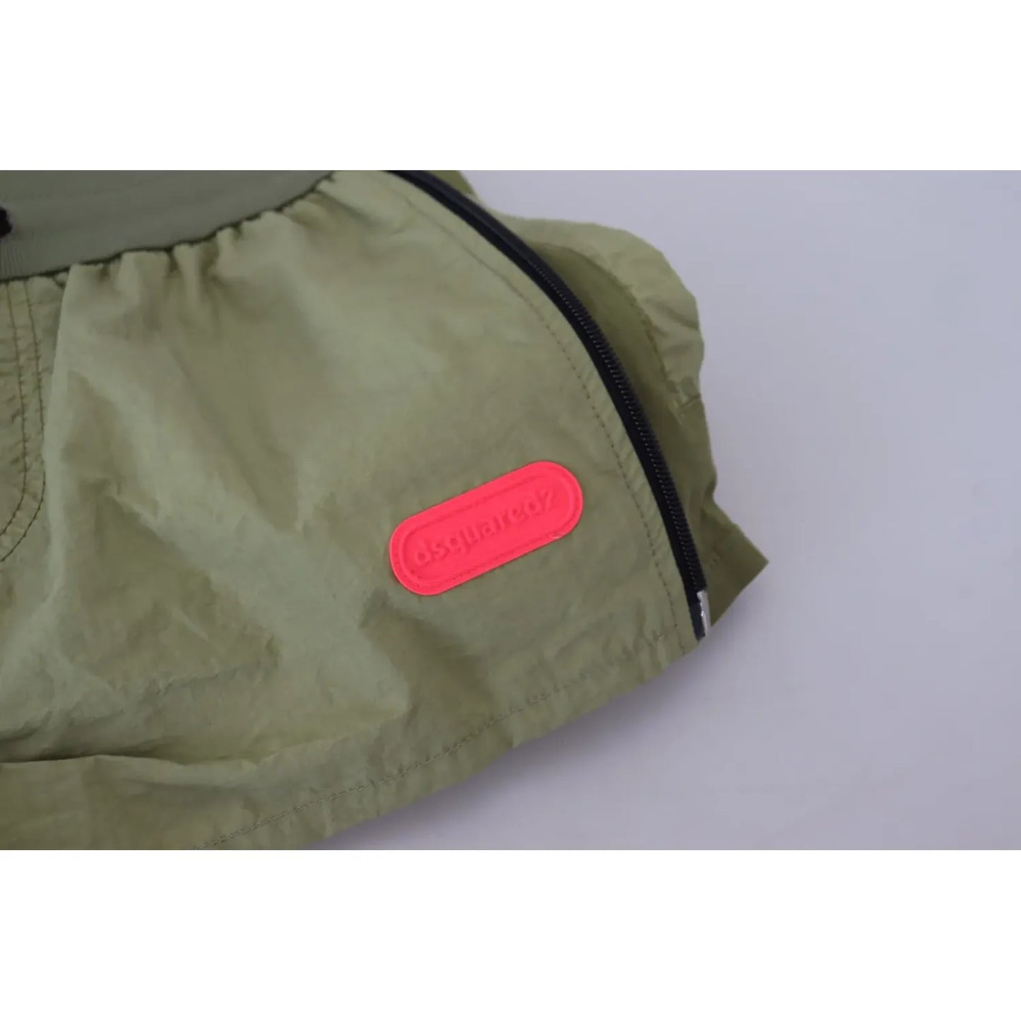 Dsquared² Green Cotton Mid Waist Drawstring Tapered Shorts