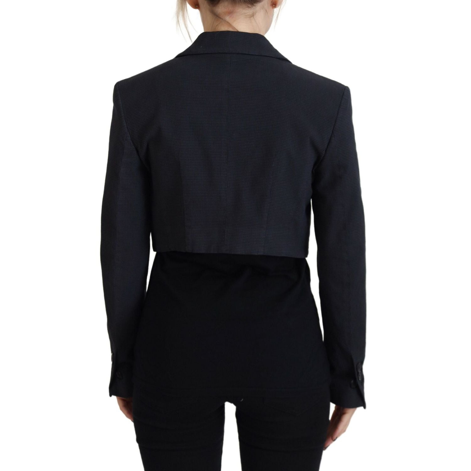 Dsquared² Black Cotton Cropped Button Blazer Jacket