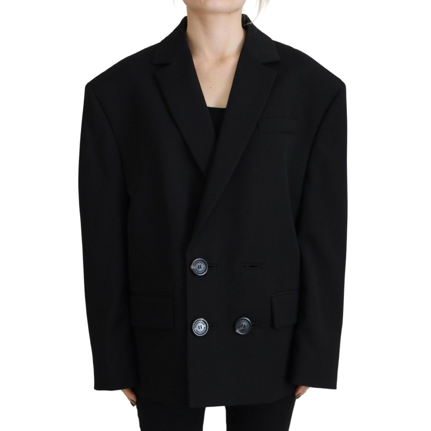 Dsquared² Black Double Breasted Coat Blazer Jacket