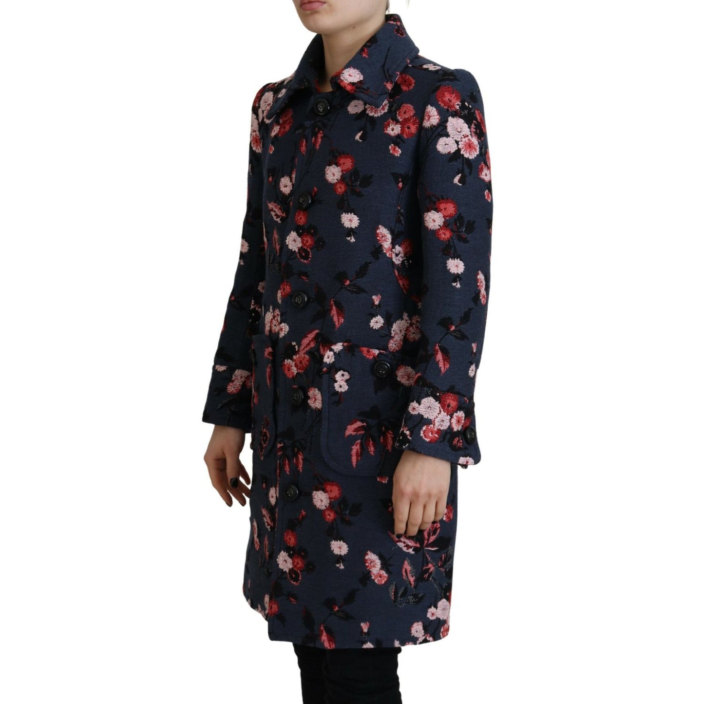 Dsquared² Multicolor Printed Women Long Coat Blazer Jacket