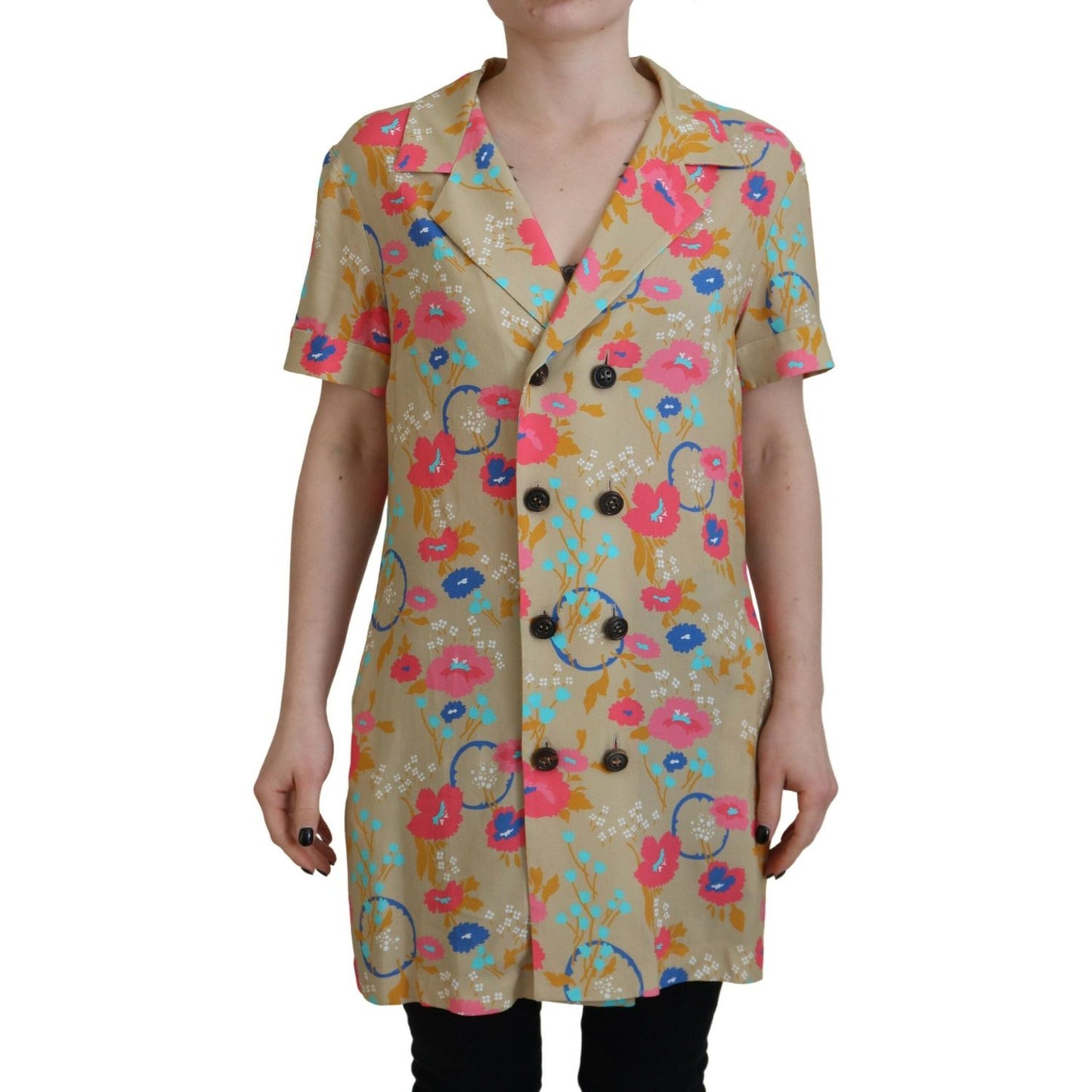 Dsquared² Multicolor Printed Collared Button Front Long Blouse Top Dsquared²