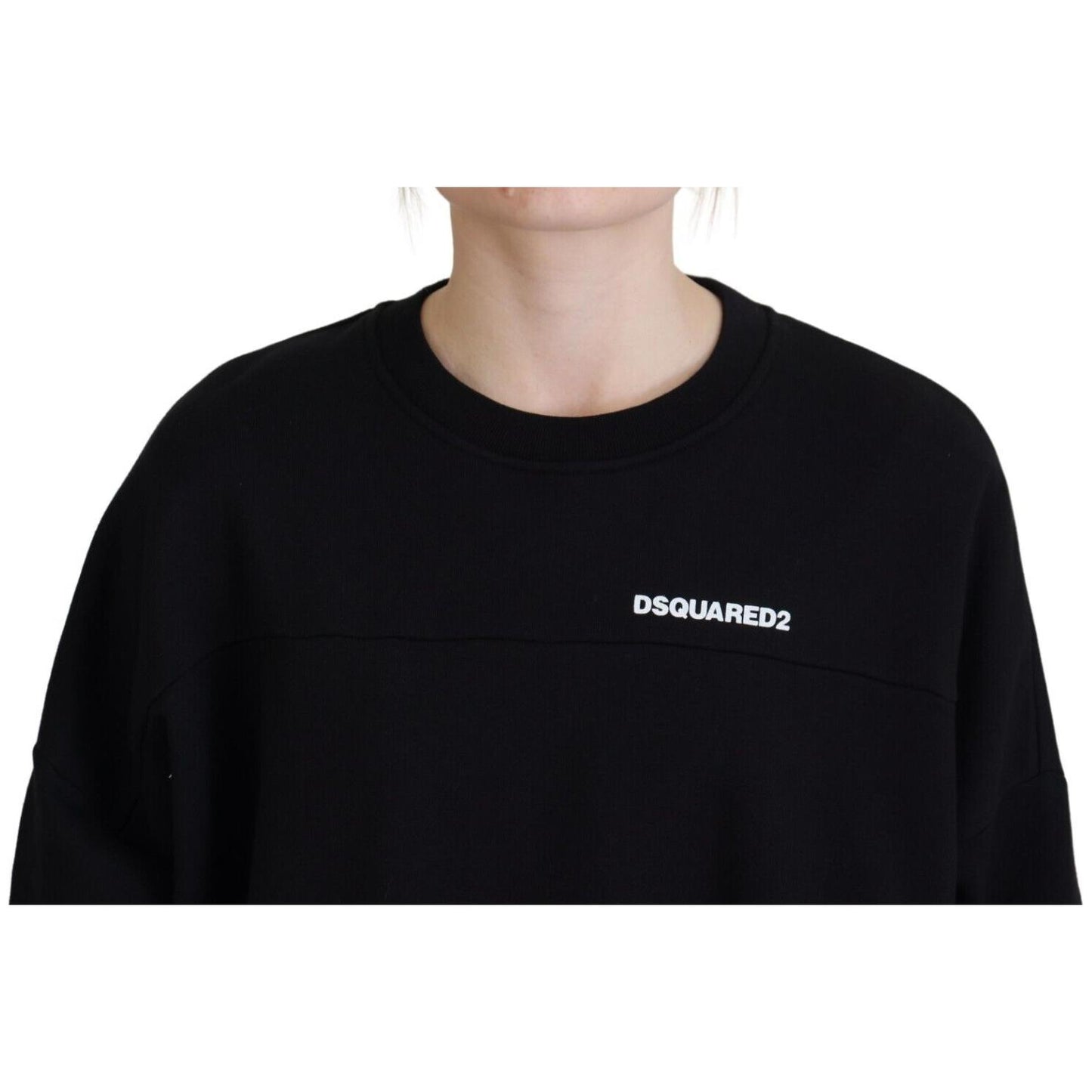 Dsquared² Black Cotton Printed Women Long Sleeve Sweater Dsquared²