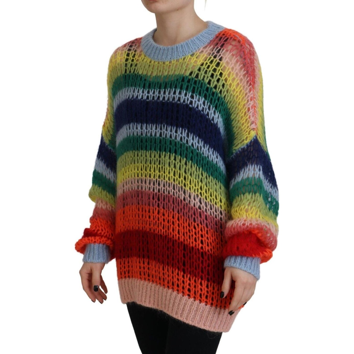 Dsquared² Multicolor Knitted Mohair Crewneck Pullover Sweater Dsquared²