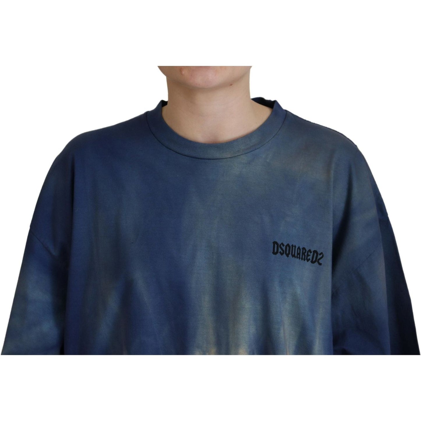 Dsquared² Blue Cotton Tie Dye Short Sleeves Lace T-shirt Dsquared²