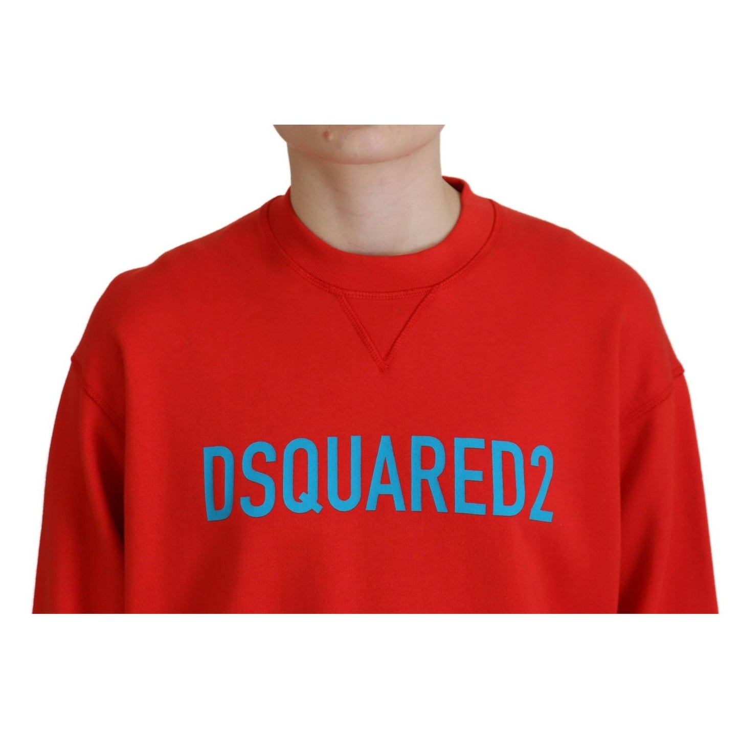 Dsquared² Red Cotton Printed Crew Neck Long Sleeve Sweater