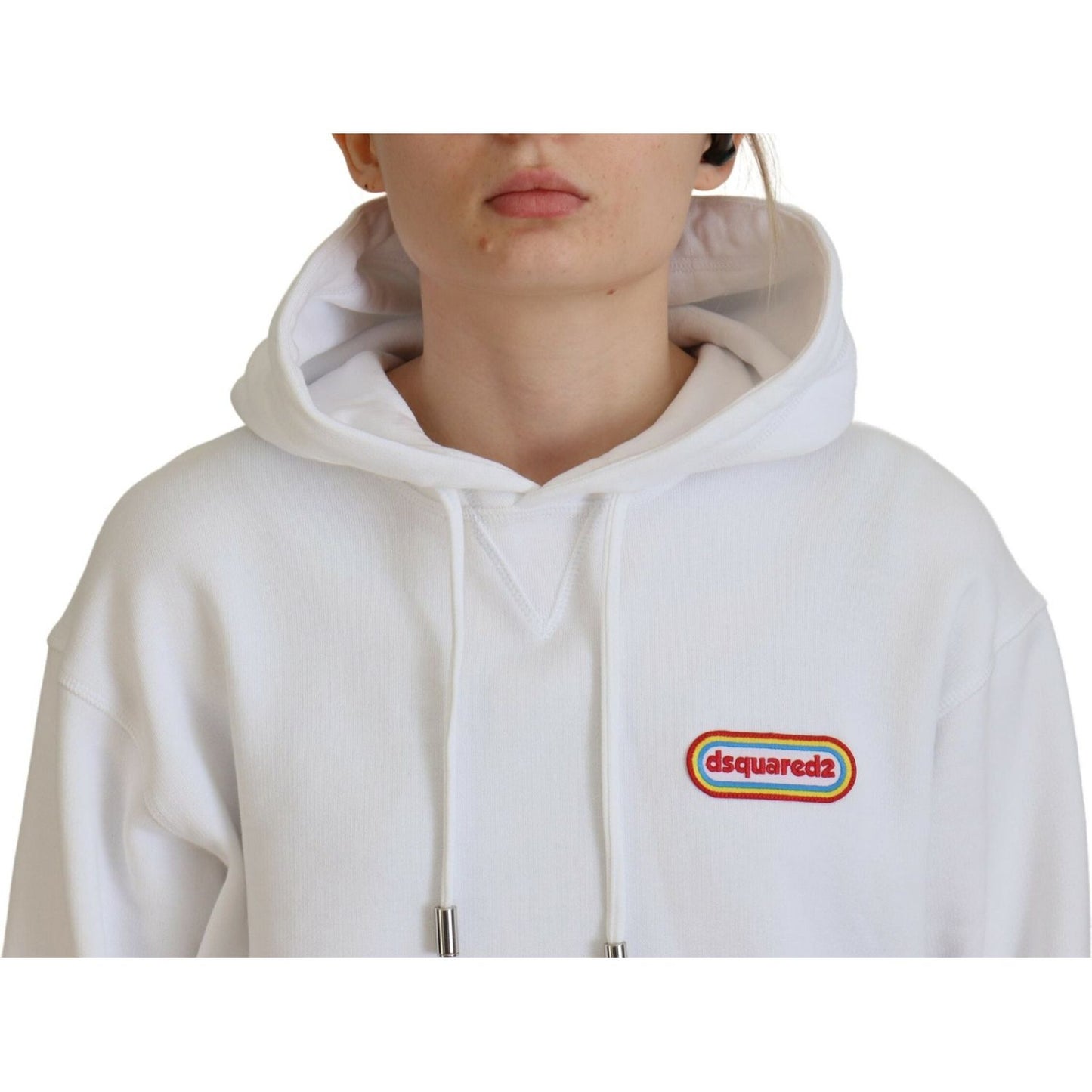 Dsquared² White Logo Patch Cotton Hoodie Sweatshirt Sweater Dsquared²