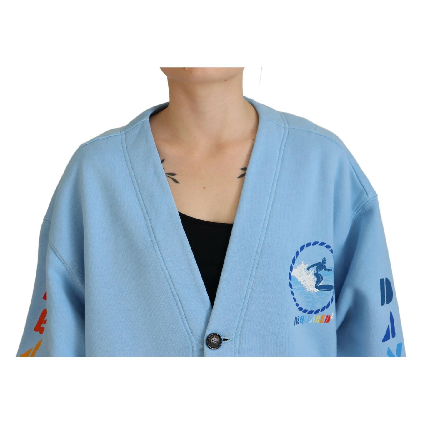 Dsquared² Blue Cotton Knitted Buttoned Cardigan Sweater