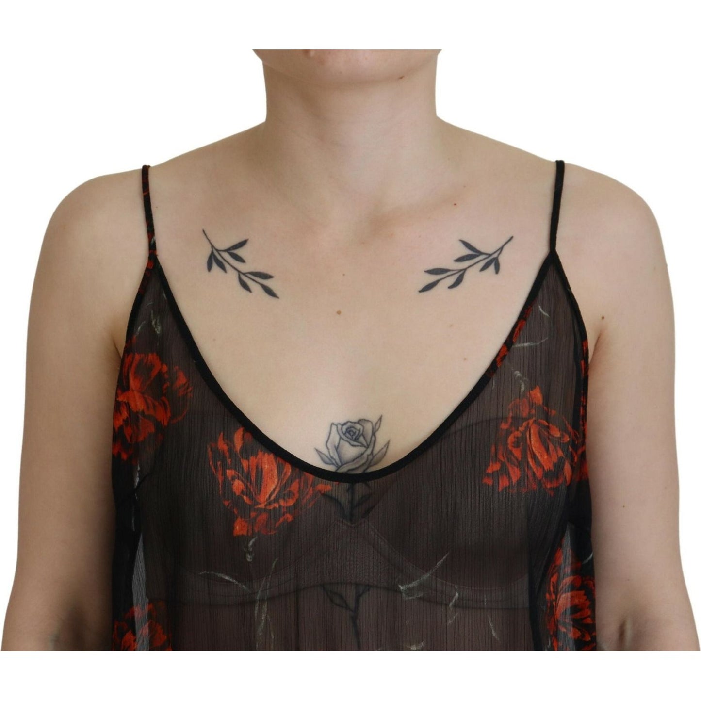 Dsquared² Black Floral Print Spaghetti Strap Tank Blouse Top Dsquared²