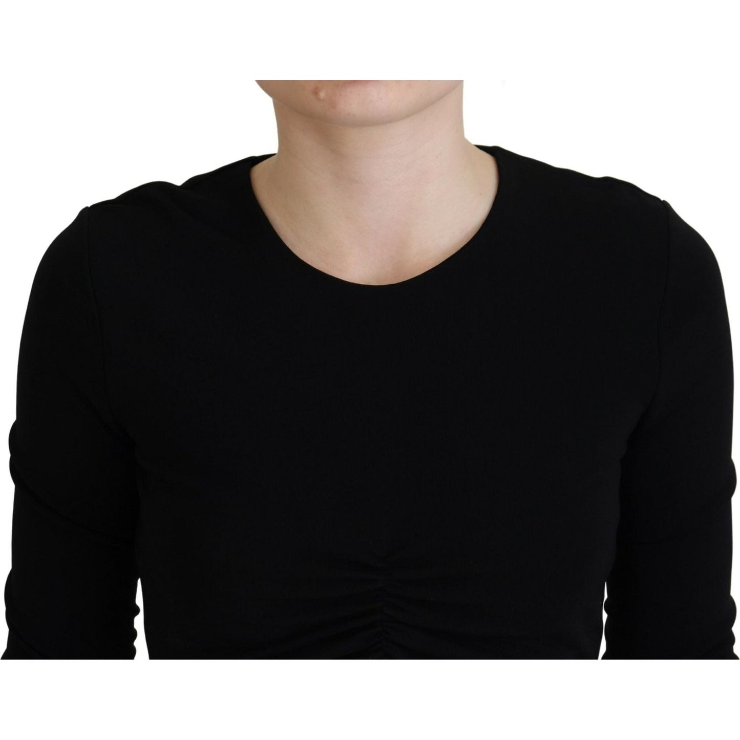 Dsquared² Black Viscose Cropped Round Neck Long Sleeves Top Dsquared²