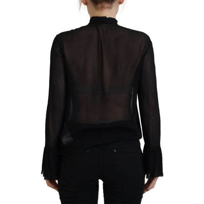 Dsquared² Black Viscose Long Sleeves See Through Blouse Top