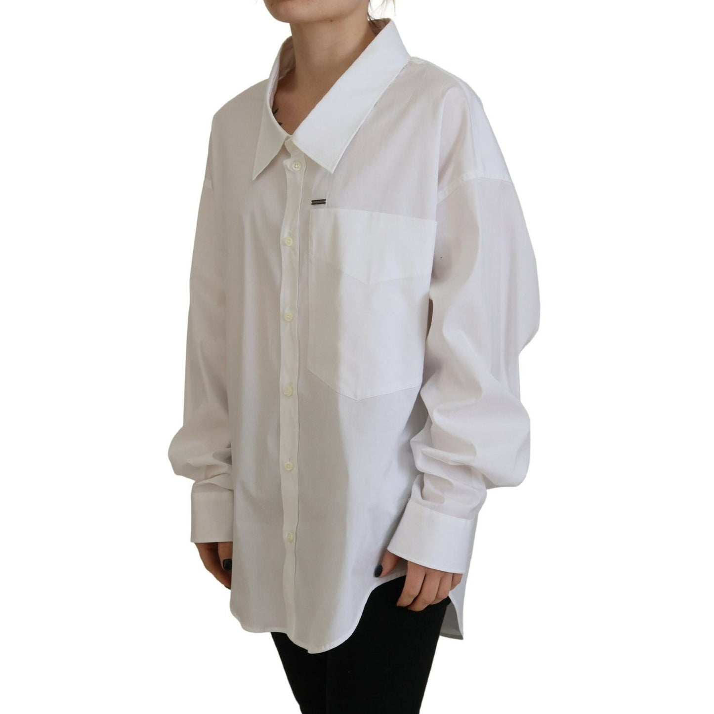 Dsquared² White Cotton Button Down Collared Dress Shirt Top