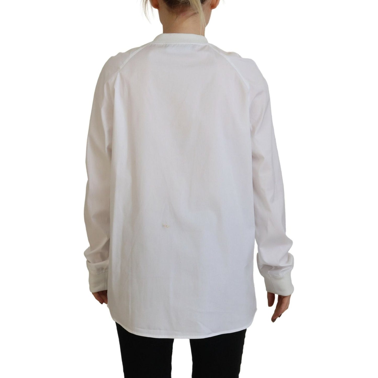 Dsquared² White Cotton Button Down Long Sleeves Crewneck Top Dsquared²