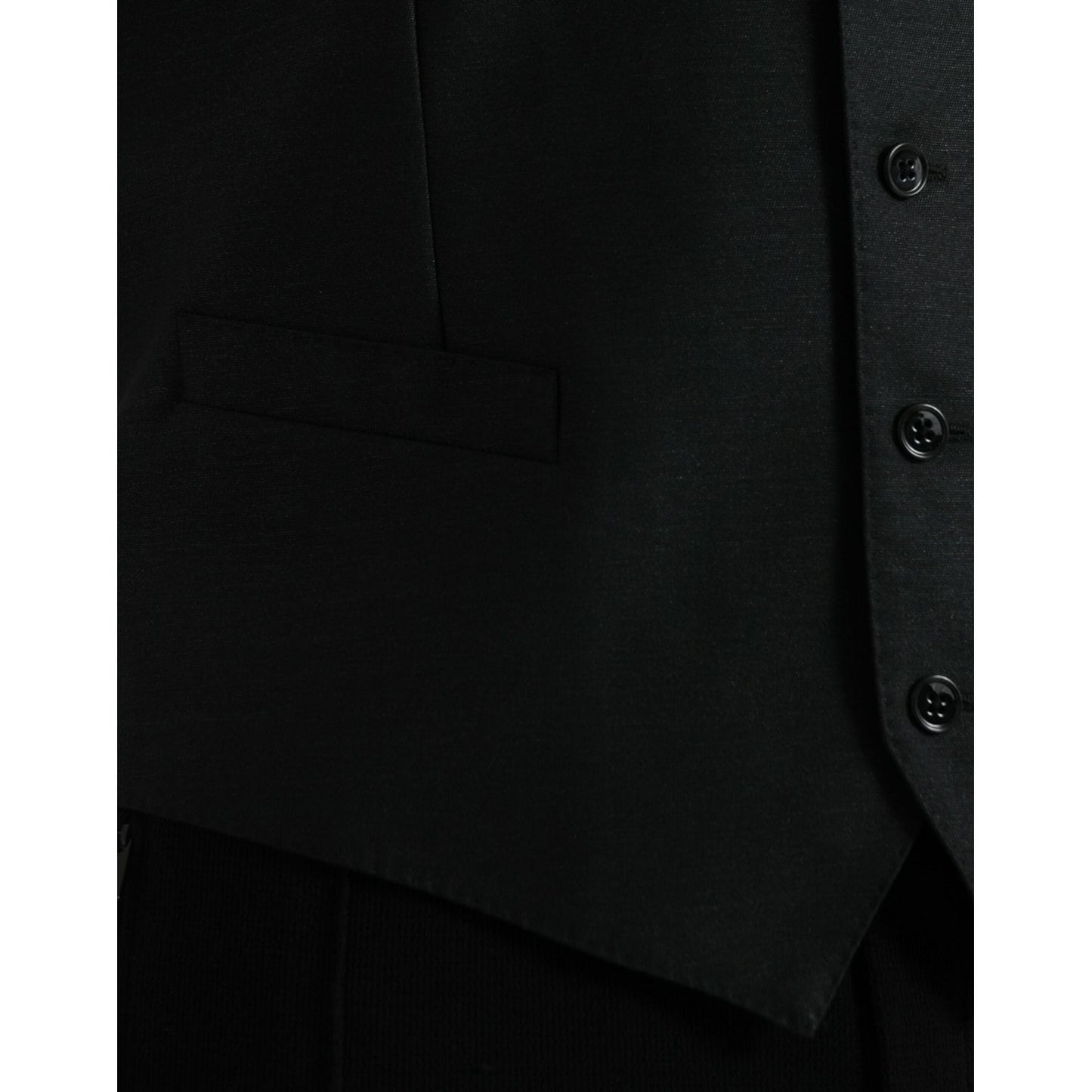 Dolce & Gabbana Black Wool Waistcoat Dress Formal Vest Dolce & Gabbana