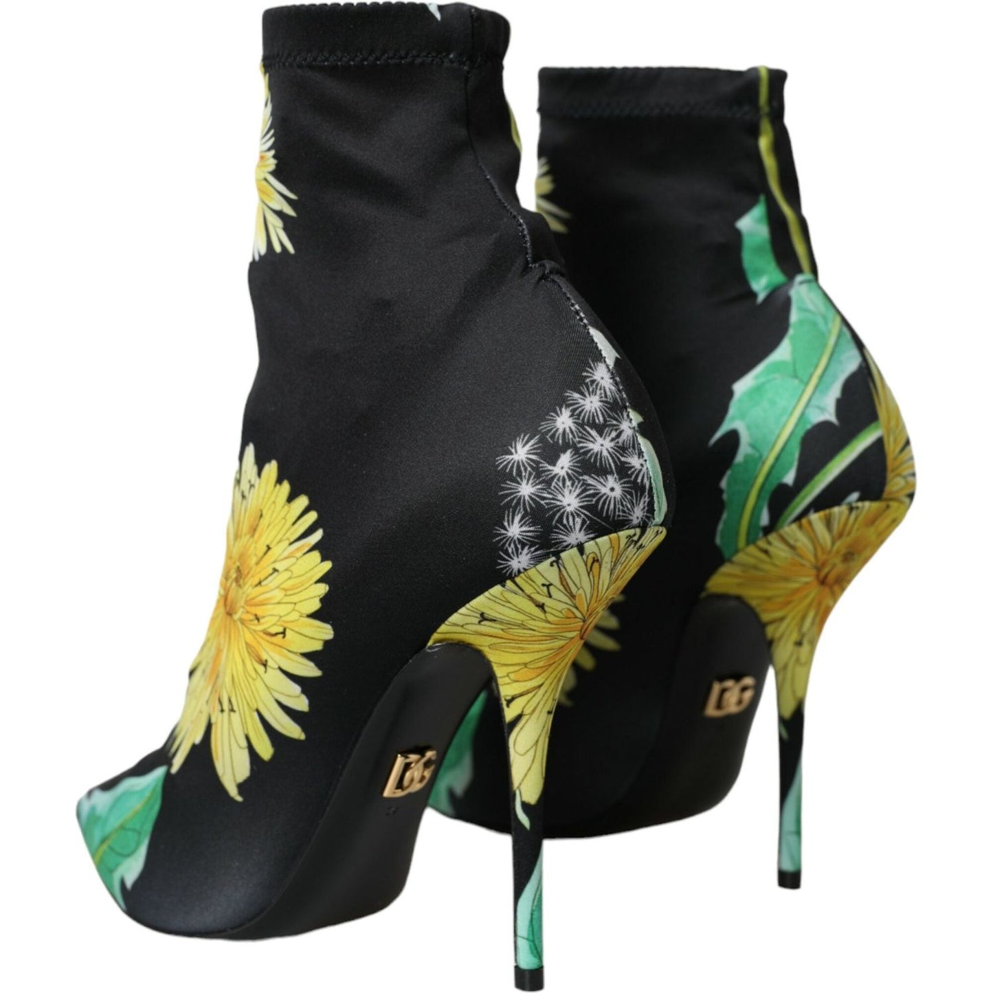 Dolce & Gabbana Black Floral Jersey Stretch Ankle Boots Shoes Dolce & Gabbana