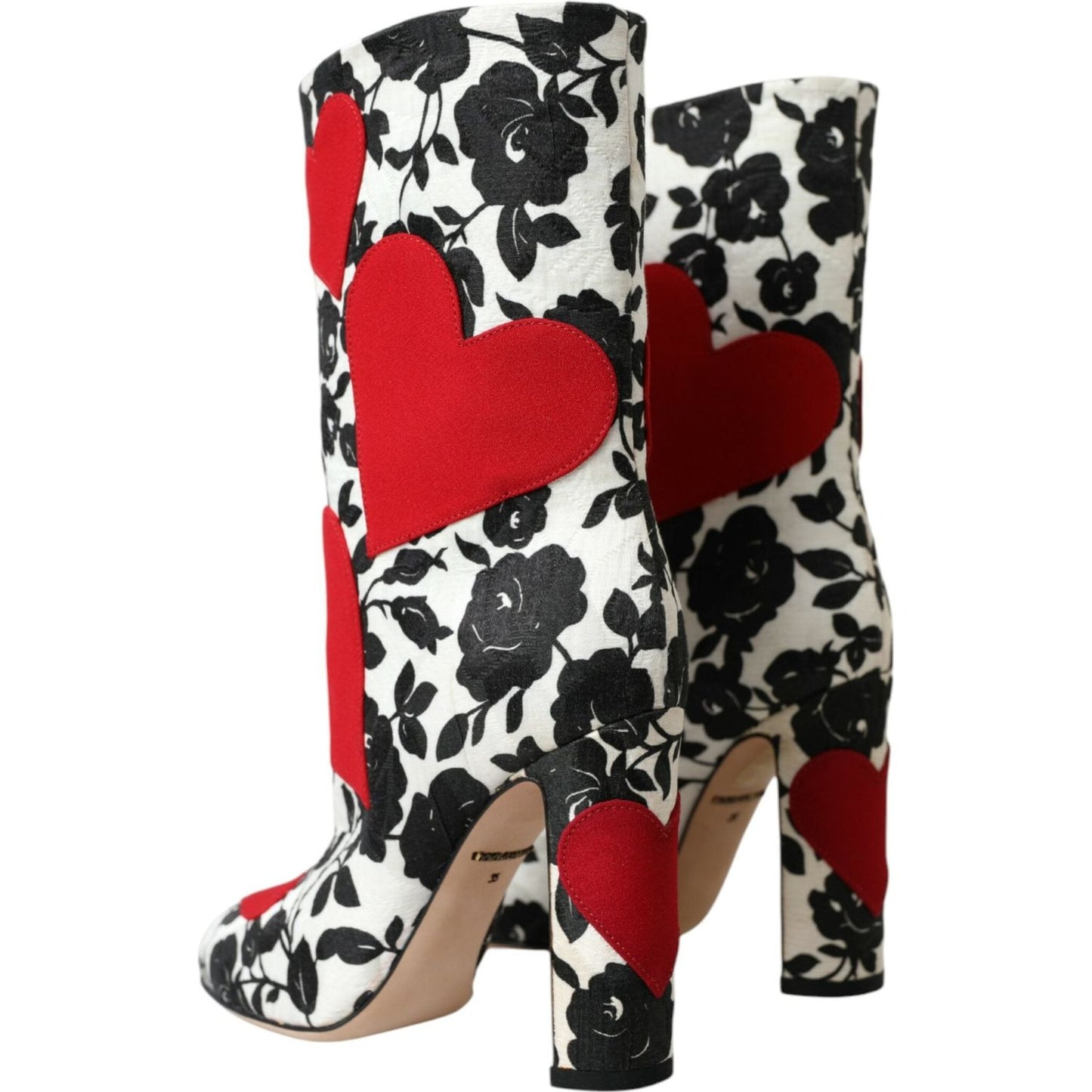 Dolce & Gabbana White Floral Hearts Leather High Boots Shoes Dolce & Gabbana