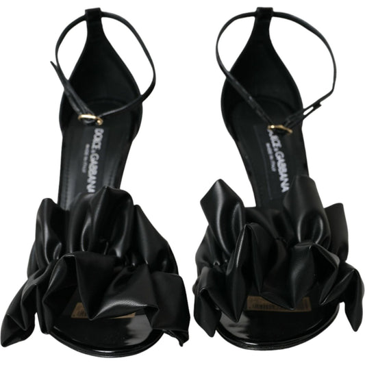 Dolce & Gabbana Black Leather Ankle Strap Heel Sandals Shoes Dolce & Gabbana