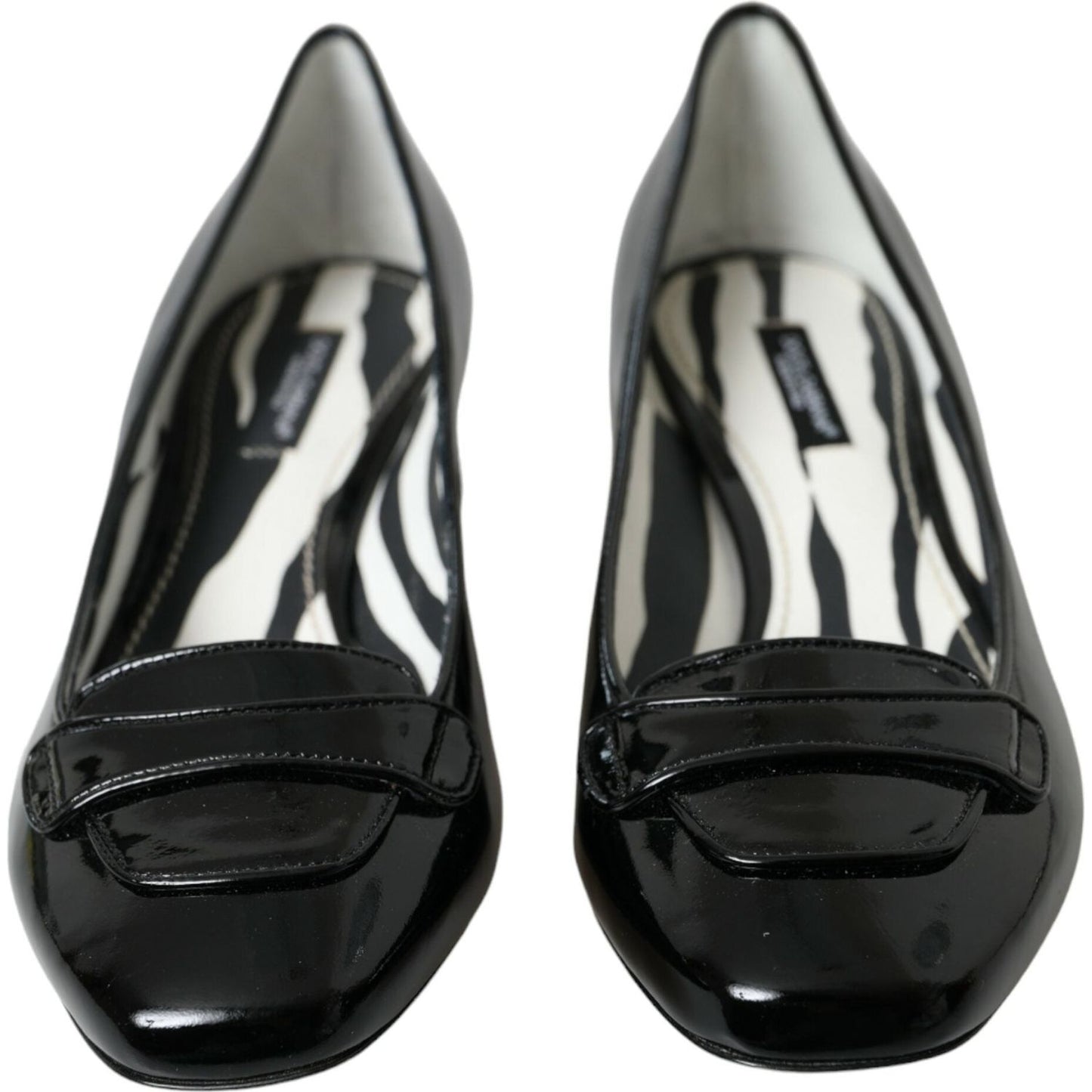 Dolce & Gabbana Black Patent Leather Block Heels Pumps Shoes Dolce & Gabbana