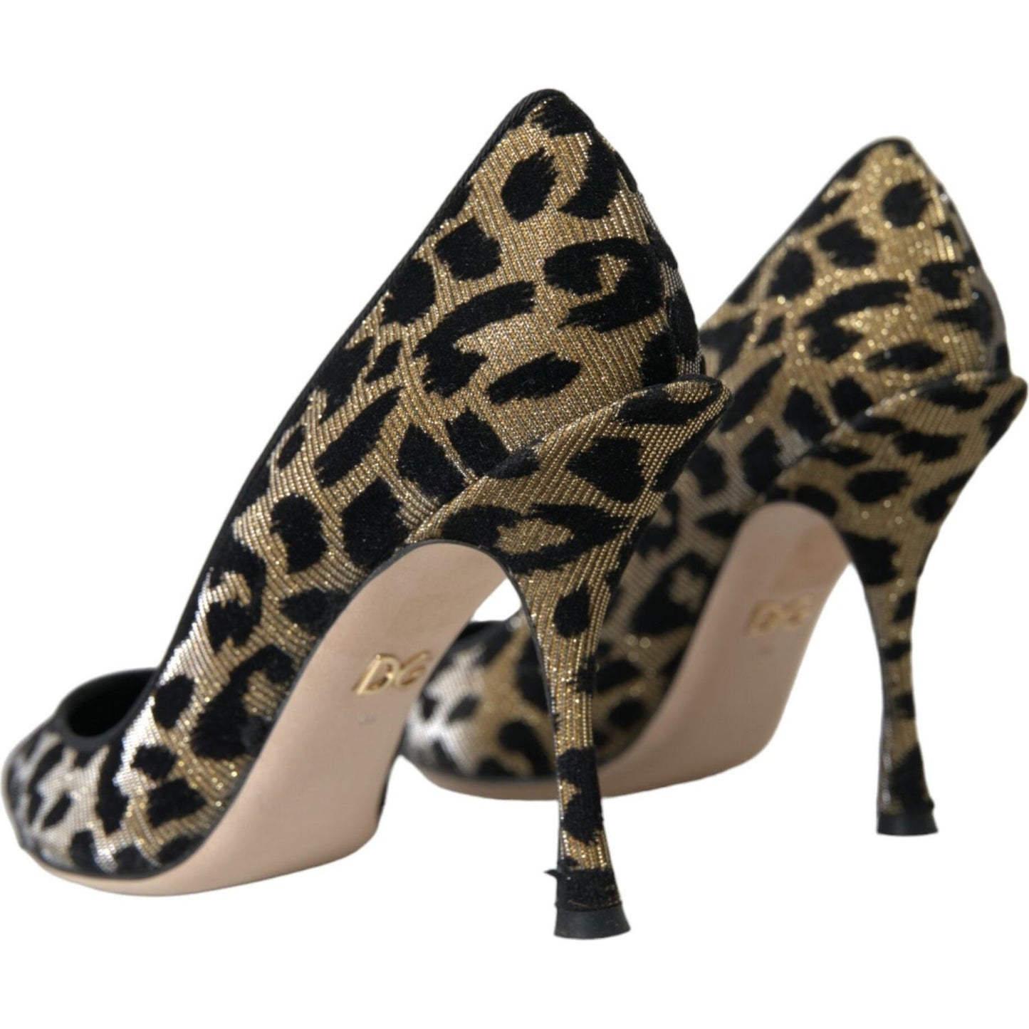 Dolce & Gabbana Black Gold Leopard Lurex Heels Pumps Shoes Dolce & Gabbana