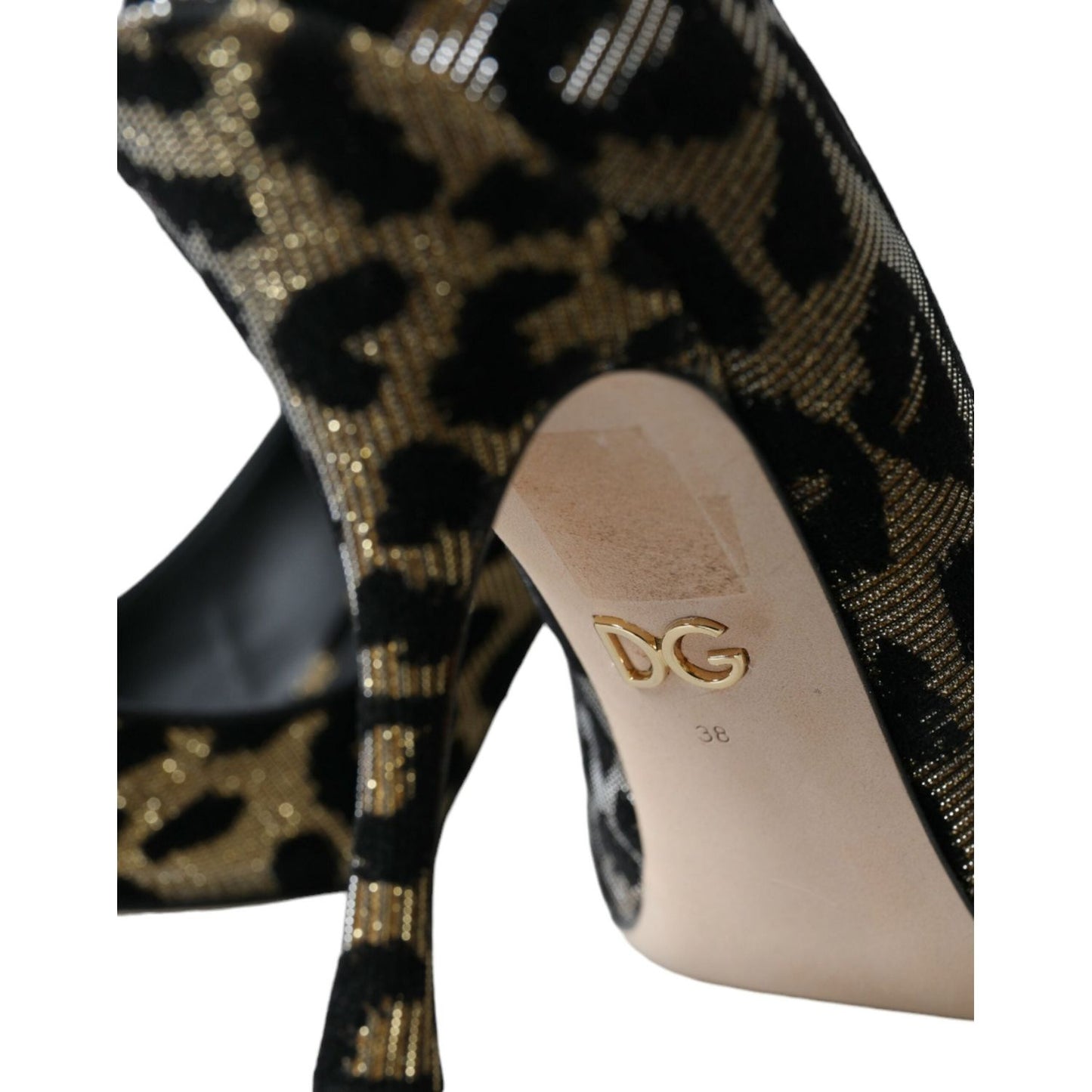 Dolce & Gabbana Black Gold Leopard Lurex Heels Pumps Shoes Dolce & Gabbana