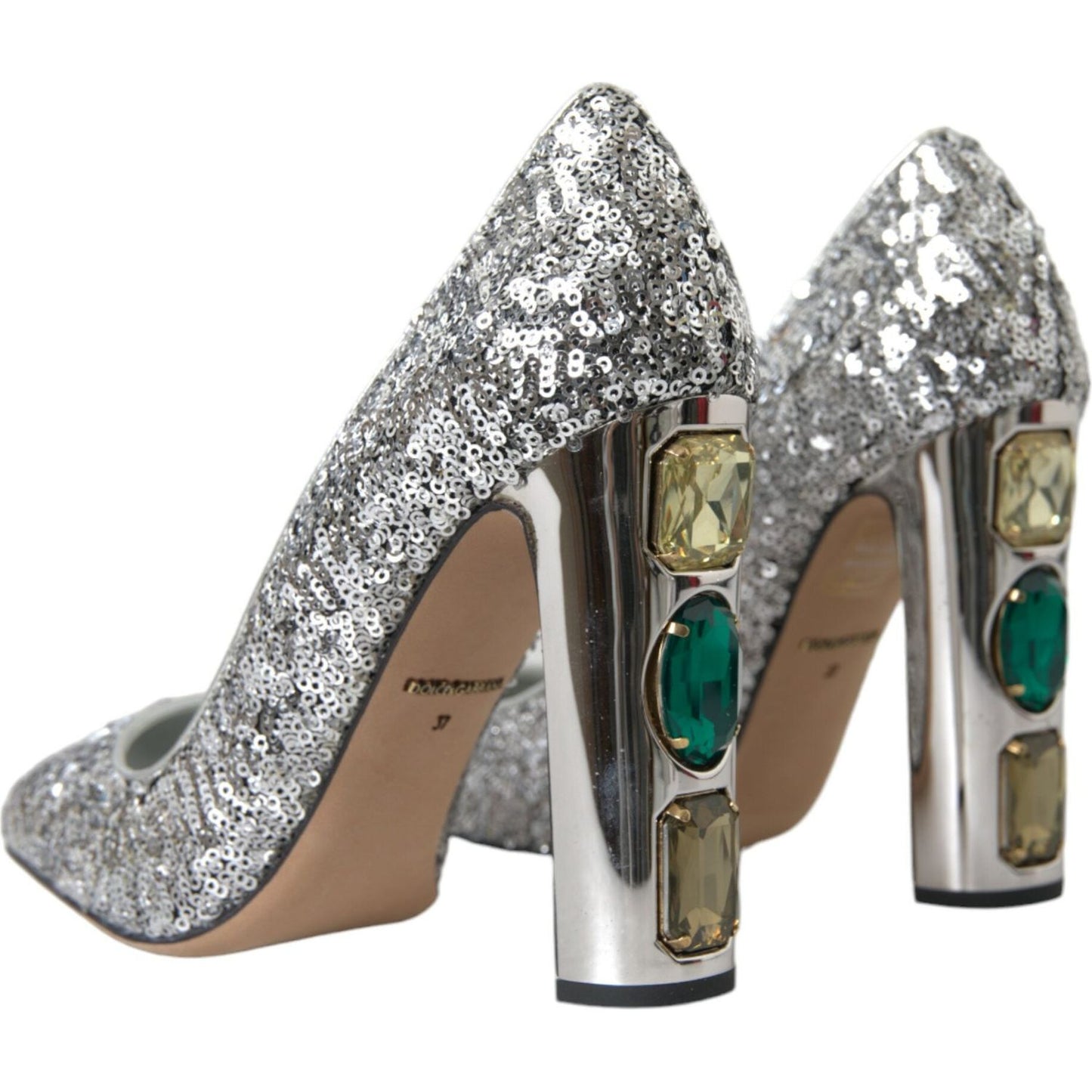 Dolce & Gabbana Silver Sequin Embellished Heels Pumps Shoes Dolce & Gabbana