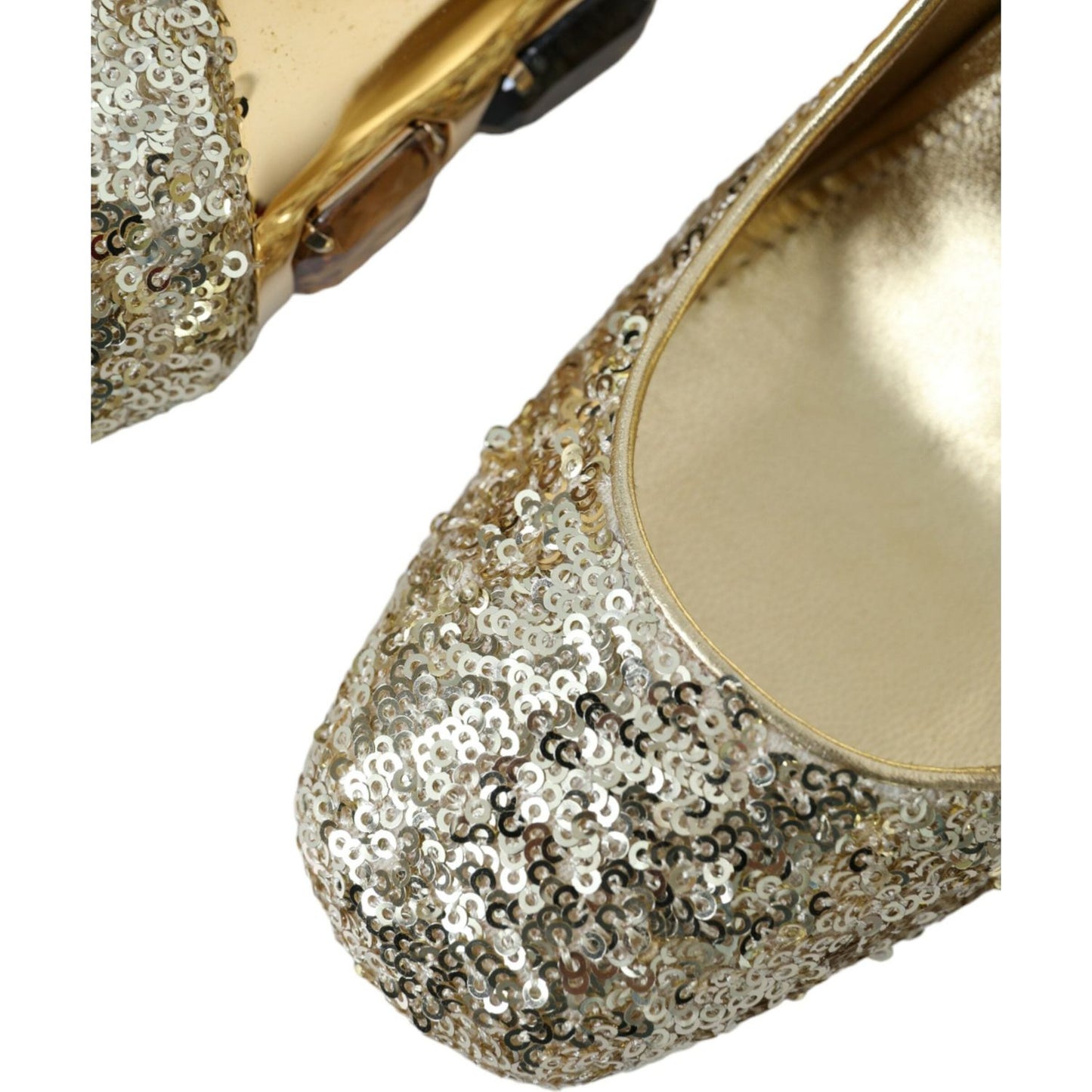 Dolce & Gabbana Gold Sequin Crystal Heels Pumps Shoes Dolce & Gabbana