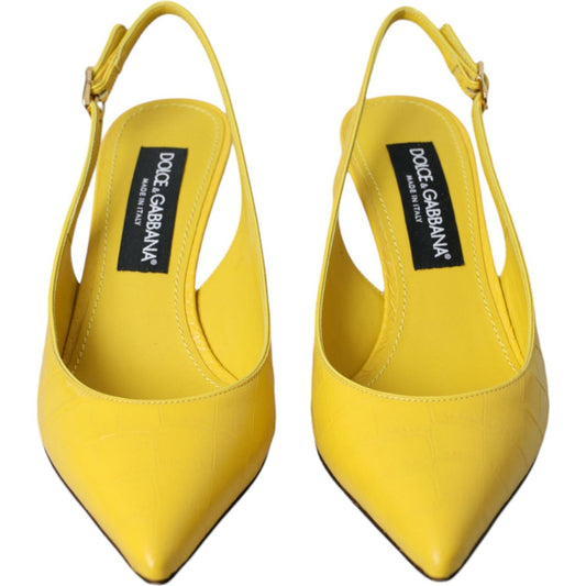 Dolce & Gabbana Yellow Leather Slingbacks Heels Shoes Dolce & Gabbana