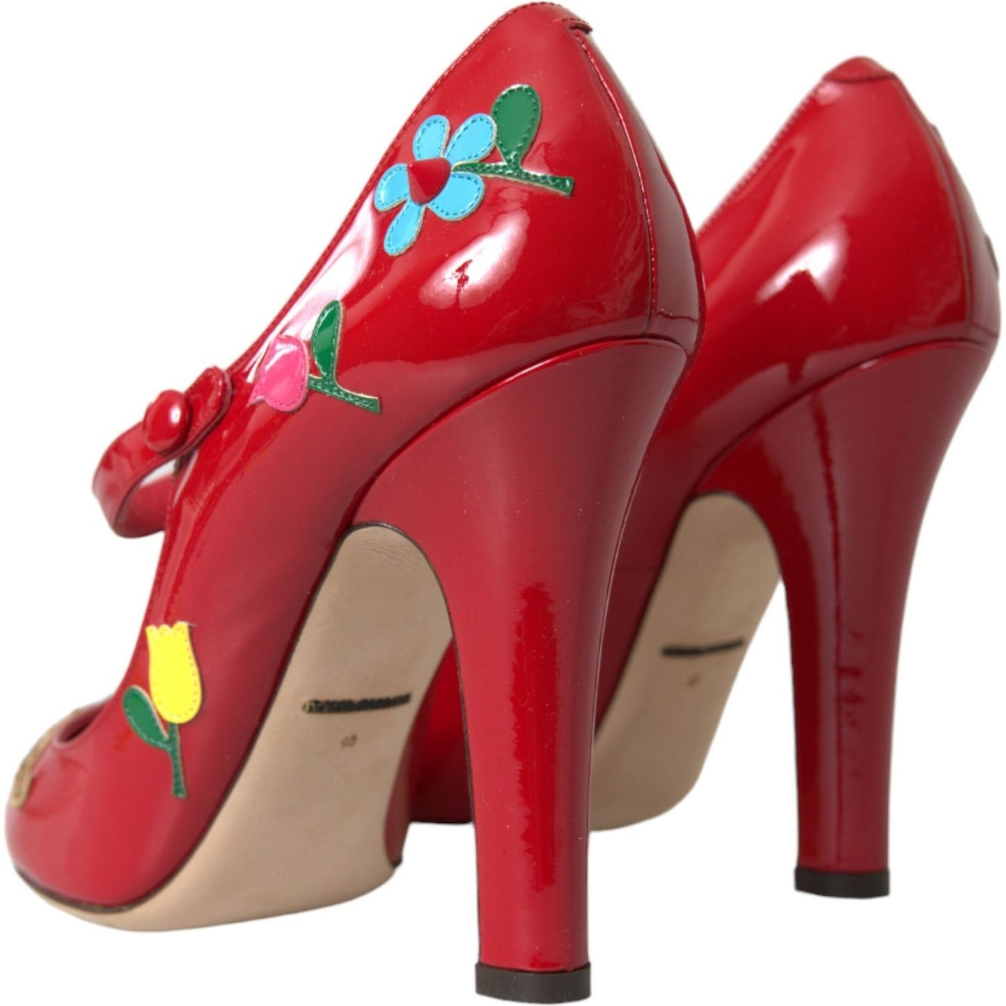 Dolce & Gabbana Red Leather Embellished Mary Jane Pumps Heels Shoes Dolce & Gabbana