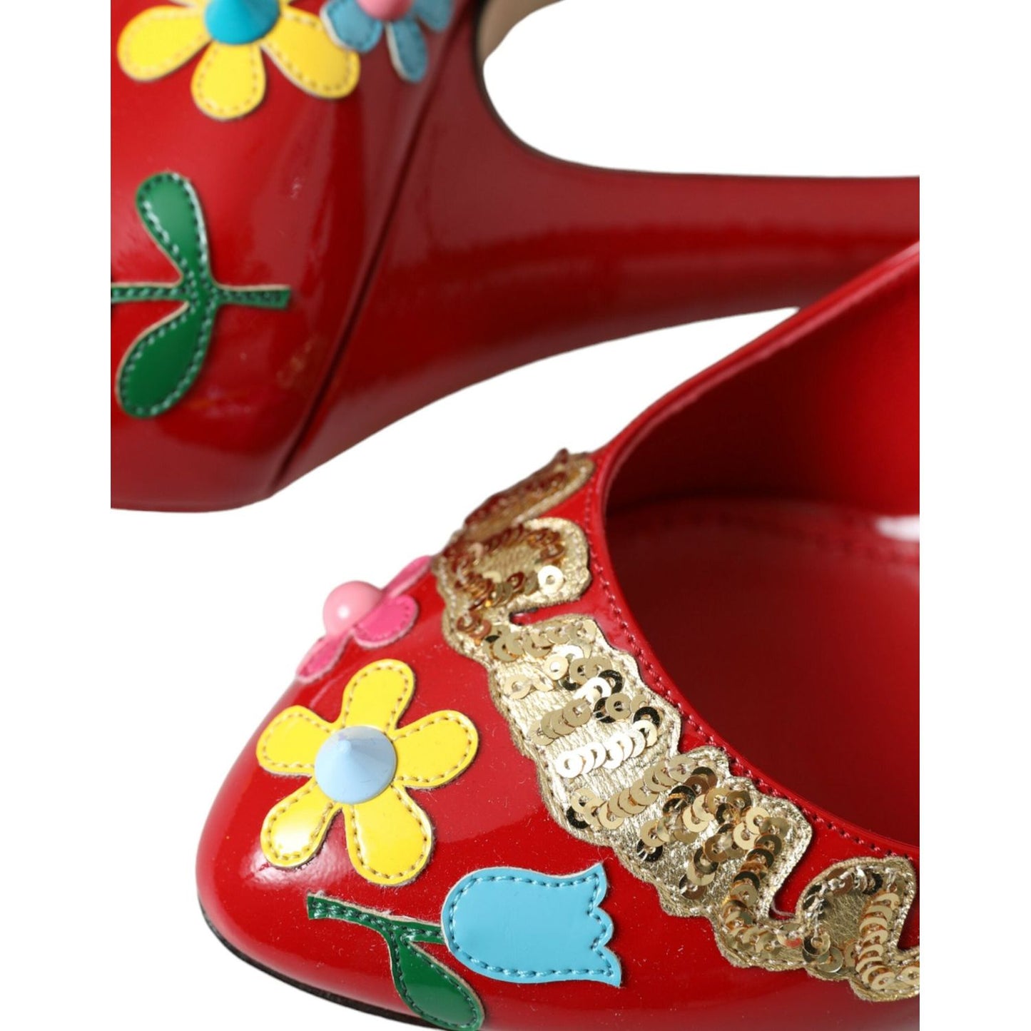 Dolce & Gabbana Red Leather Embellished Mary Jane Pumps Heels Shoes Dolce & Gabbana