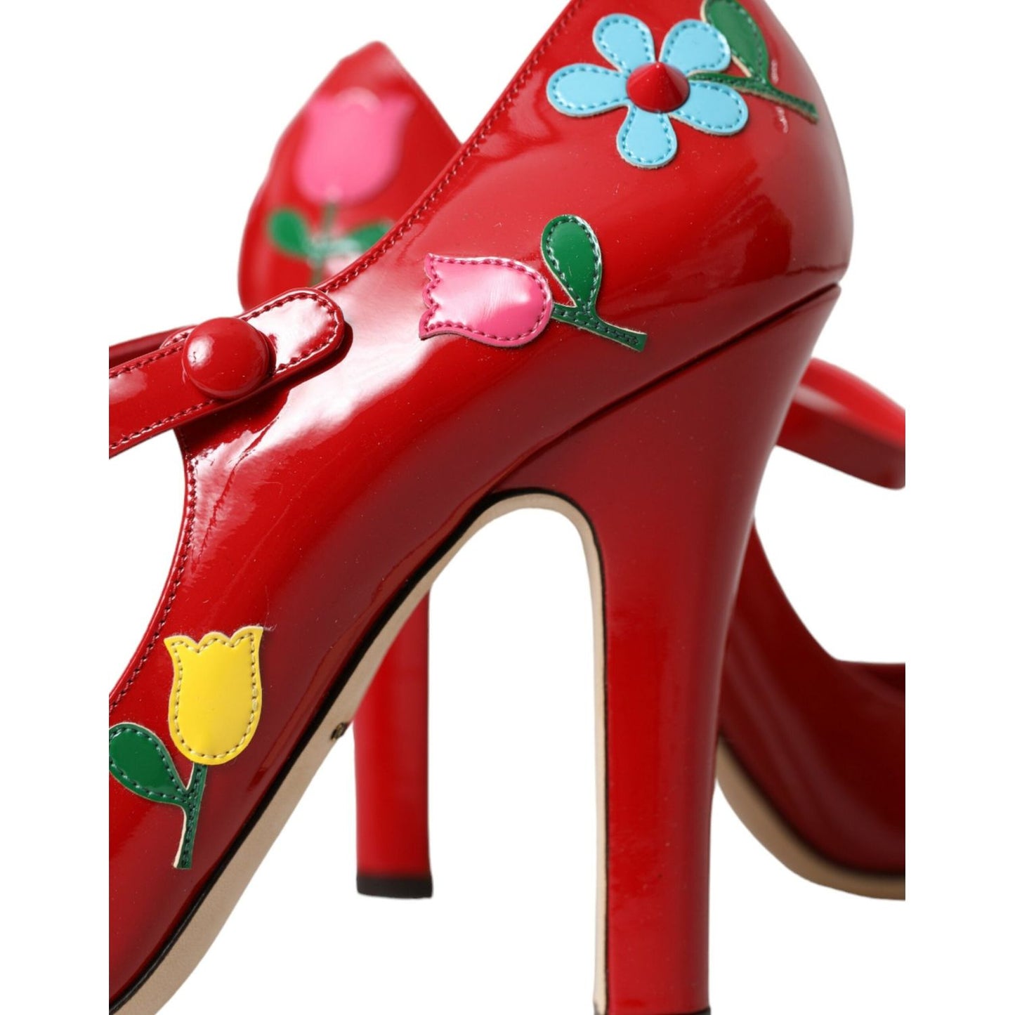 Dolce & Gabbana Red Leather Embellished Mary Jane Pumps Heels Shoes Dolce & Gabbana