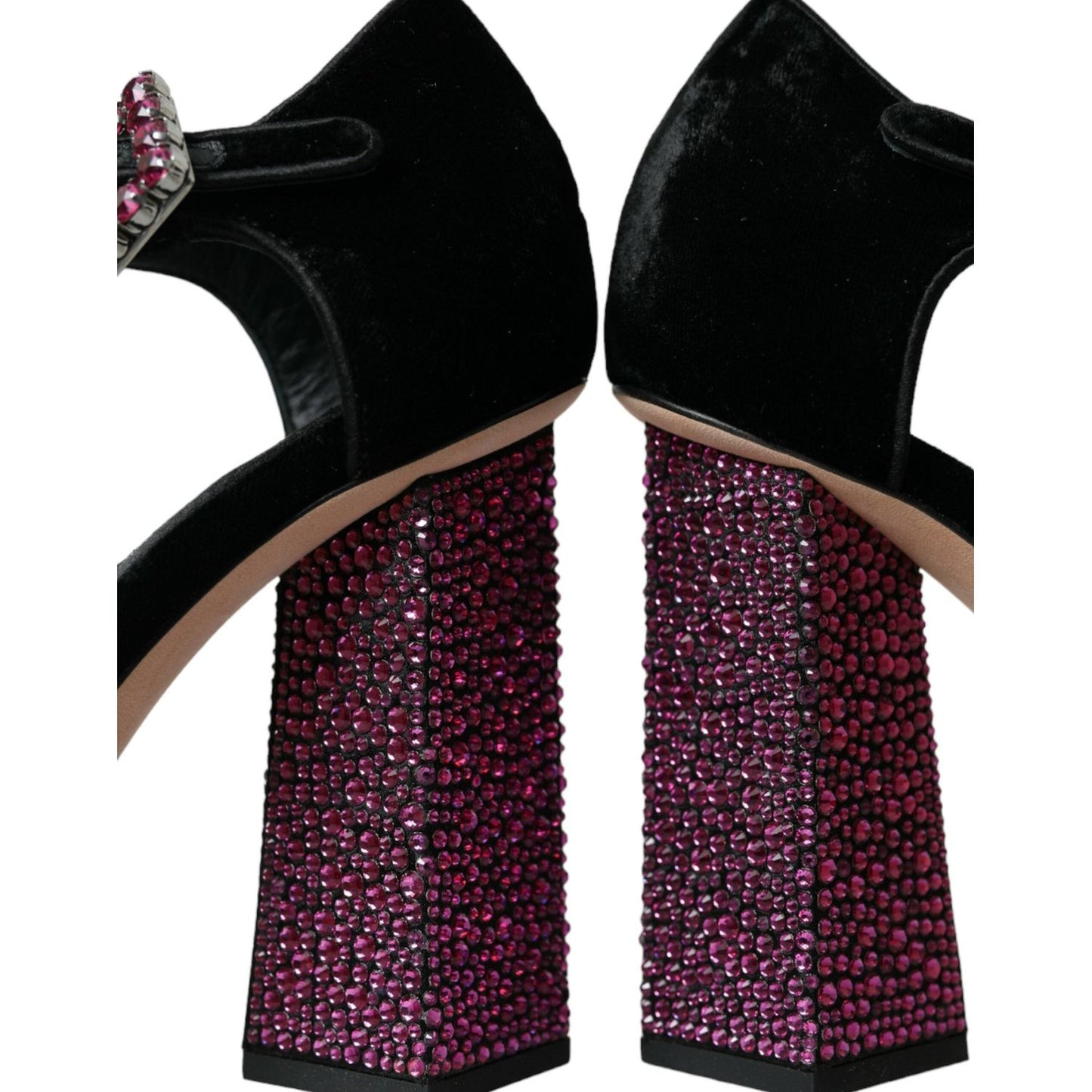 Dolce & Gabbana Black Velvet Strass Crystal Mary Janes Shoes Dolce & Gabbana