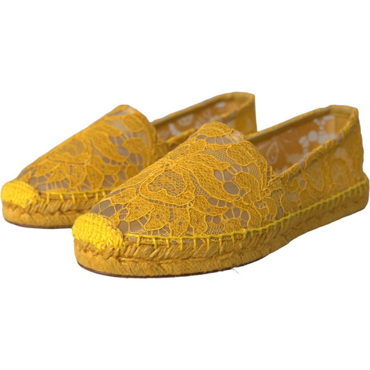 Dolce & Gabbana Yellow Taormina Lace Espadrille Loafers Flats Shoes Dolce & Gabbana