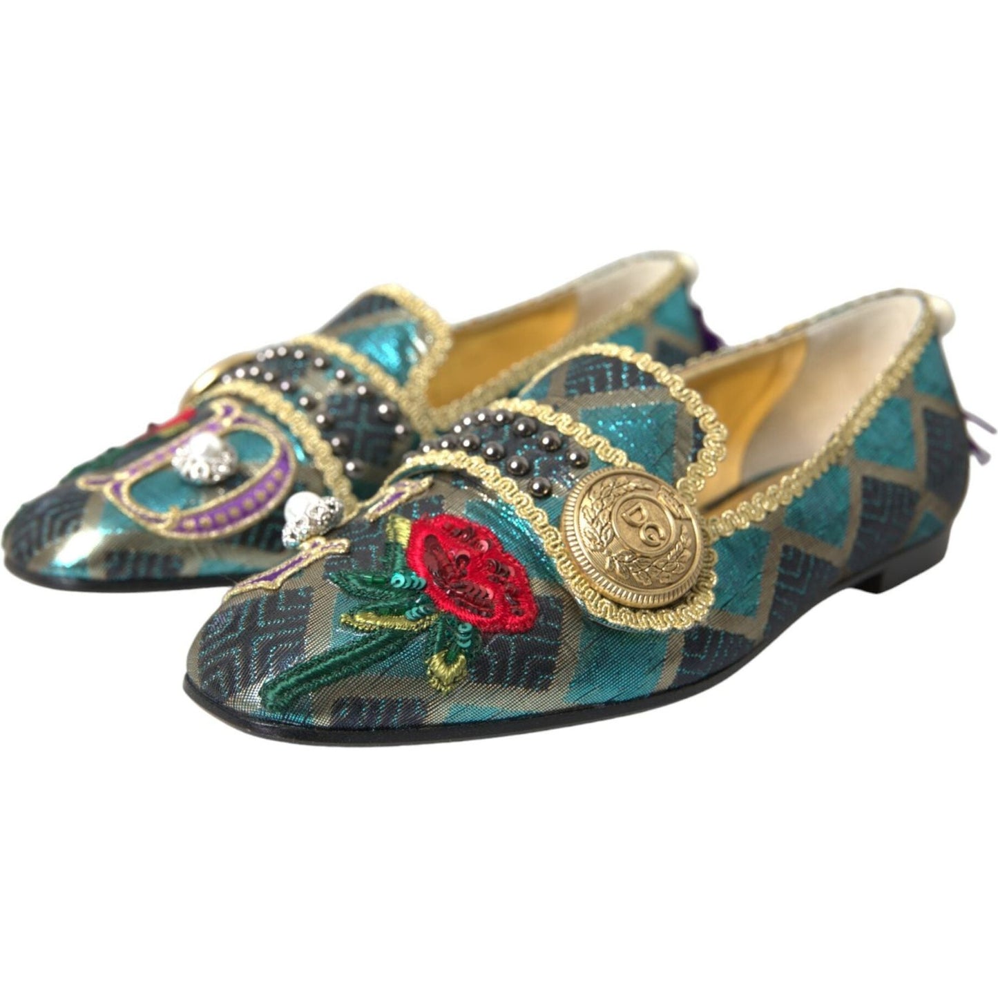 Dolce & Gabbana Multicolor Jacquard Embellished Loafers Shoes Dolce & Gabbana