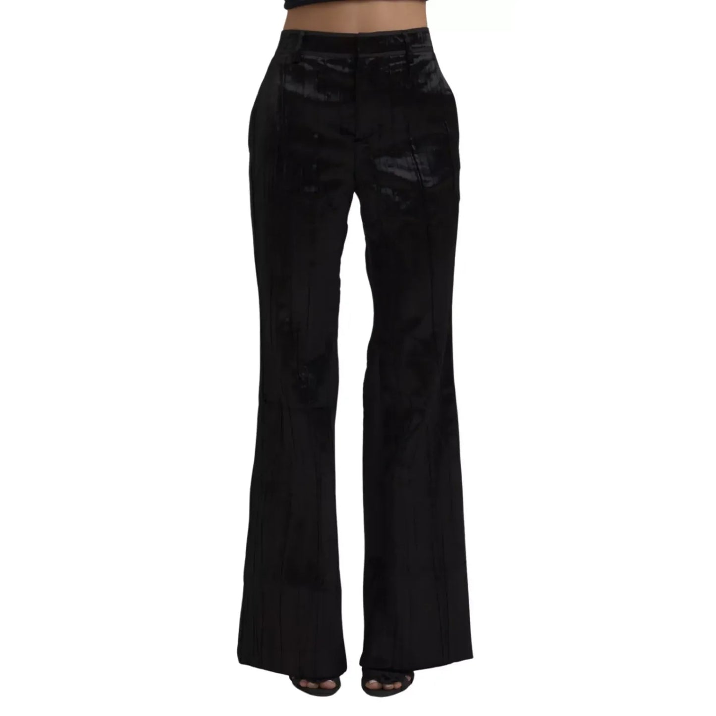 Dsquared² Black Viscose Super Flare High Waist Pants