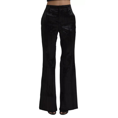Dsquared² Black Viscose Super Flare High Waist Pants